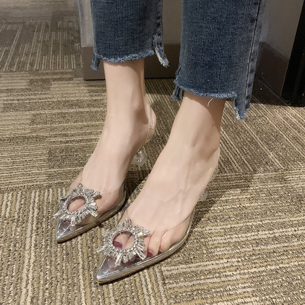 Moderne ženske sandale s kamenčićima i visokom petom