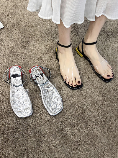 Нов модел дамски сандали със силиконови каишки -два цвята