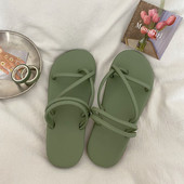 Ženske kožne sandale s ravnim đonom