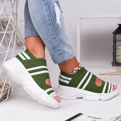 Ženske sandale od tekstila sa platformom od 5 cm