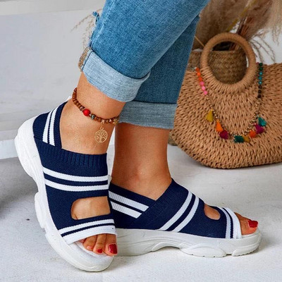 Ženske sandale od tekstila sa platformom od 5 cm