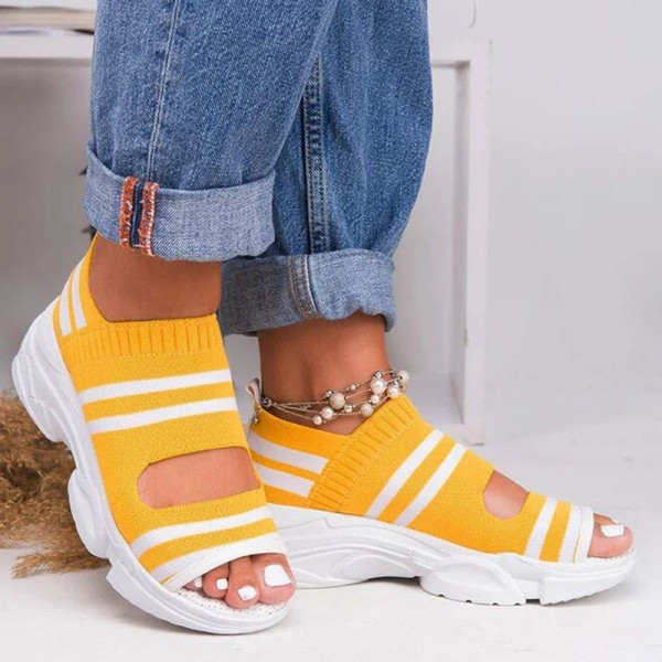 Ženske sandale od tekstila sa platformom od 5 cm