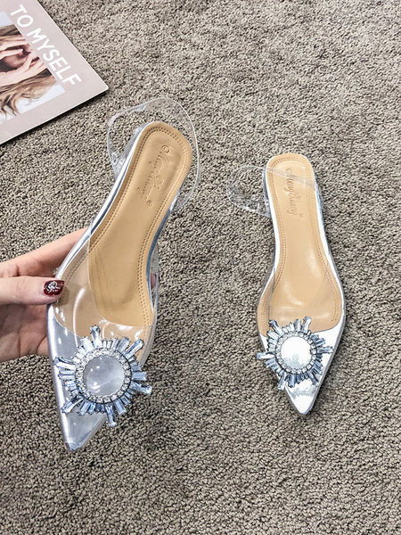 Novi model ženskih špic sandala na visoku petu i kamenčiće