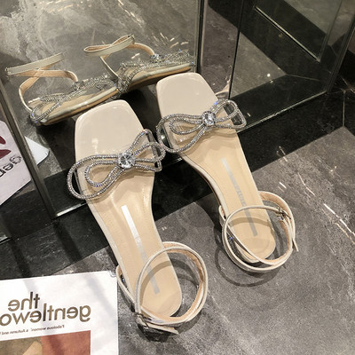 Ženske srebrne sandale sa kamenčićima