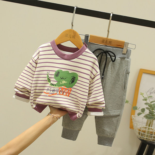 Dječji proljetni komplet za djevojčice i dječake s prugastom bluzom