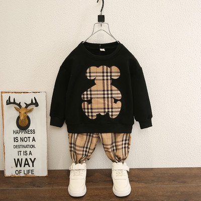 Dnevni dječji komplet za dječake dvodijelna bluza + karirane hlače