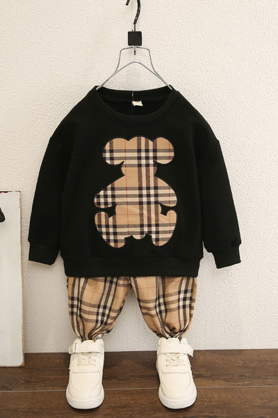 Dnevni dječji komplet za dječake dvodijelna bluza + karirane hlače