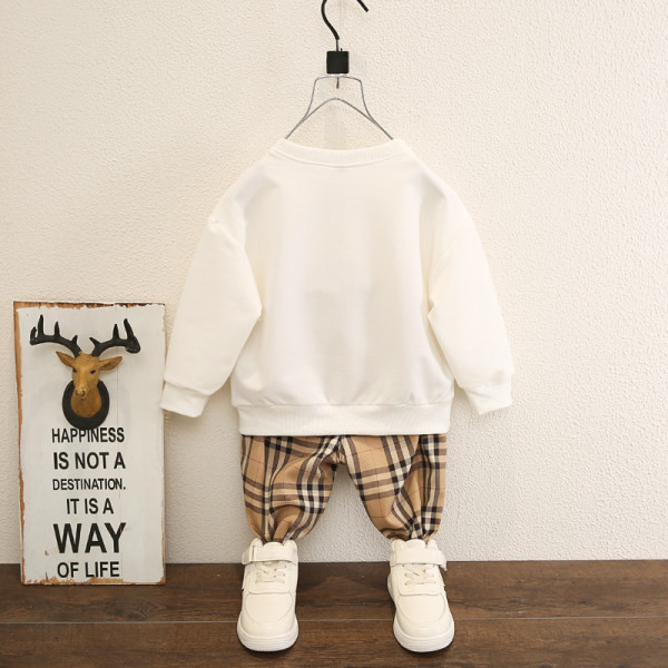Dnevni dječji komplet za dječake dvodijelna bluza + karirane hlače