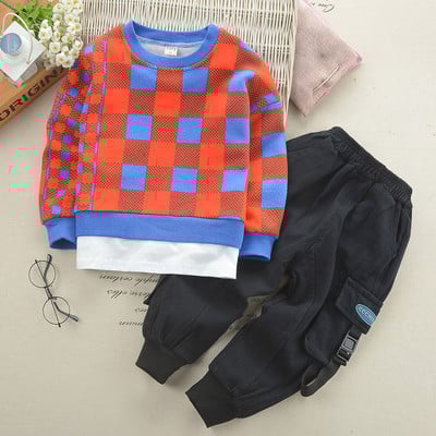 Sportsko-casual ženski komplet karirani džemper i hlače