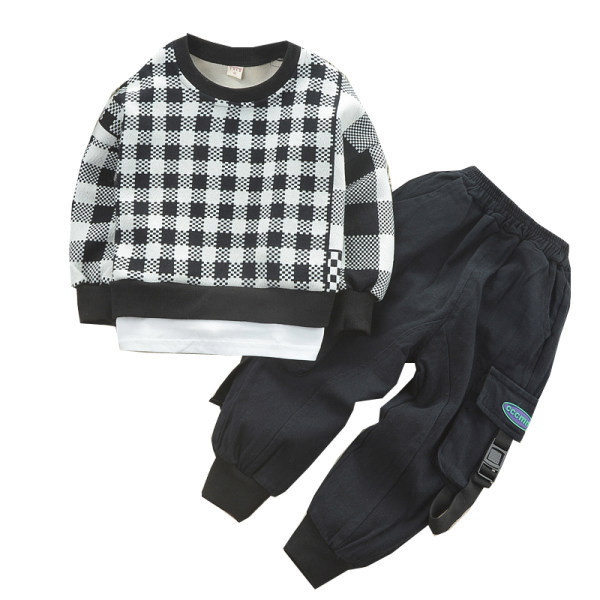 Sportsko-casual ženski komplet karirani džemper i hlače