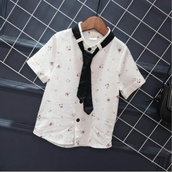 Moderan dječji komplet za dječake - košulja s kravatom i kratke hlače