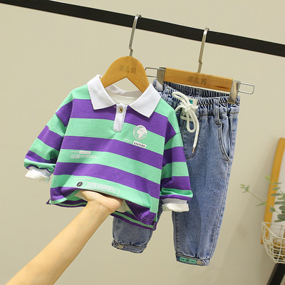 Dječji komplet prugaste bluze i traperica