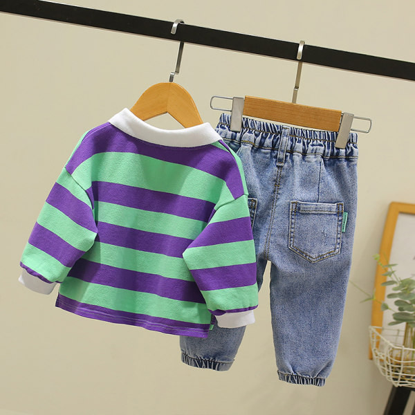 Dječji komplet prugaste bluze i traperica