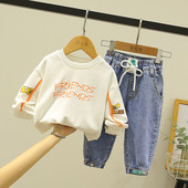 Ležerni set za dječake koji uključuje bluzu s dugim rukavima i traperice