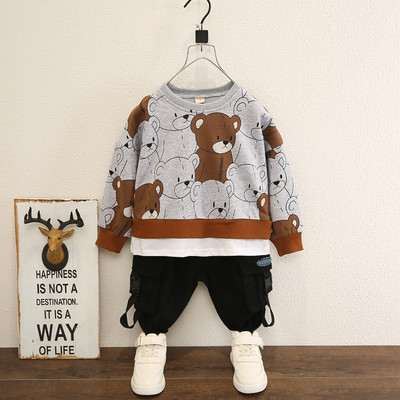 novi model dječjeg kompleta za dječake dvodijelne bluze sa medvjedićima i hlačama