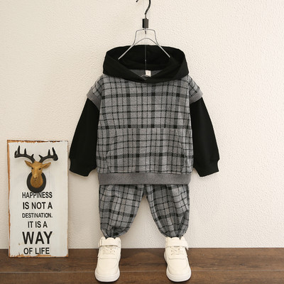 Uue mudeli ruuduline kaheosaline lastekomplekt poistele