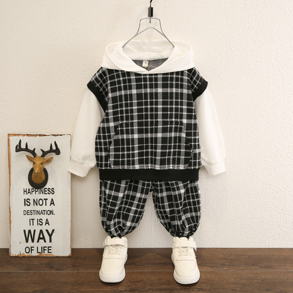 Uue mudeli ruuduline kaheosaline lastekomplekt poistele