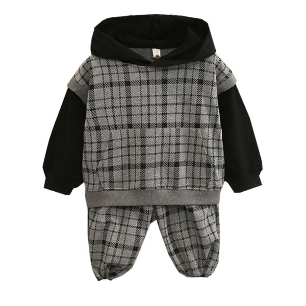 Uue mudeli ruuduline kaheosaline lastekomplekt poistele