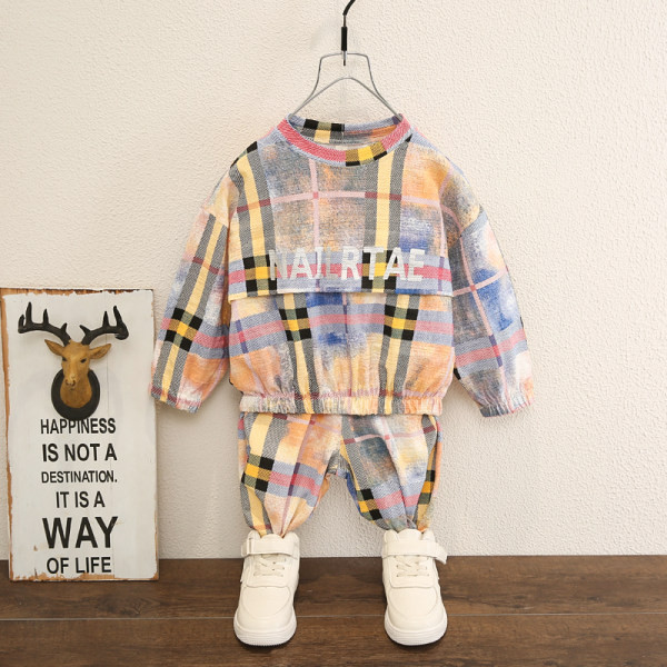 Šareni dječji komplet za dječake koji se sastoji od dva dijela bluze i hlača