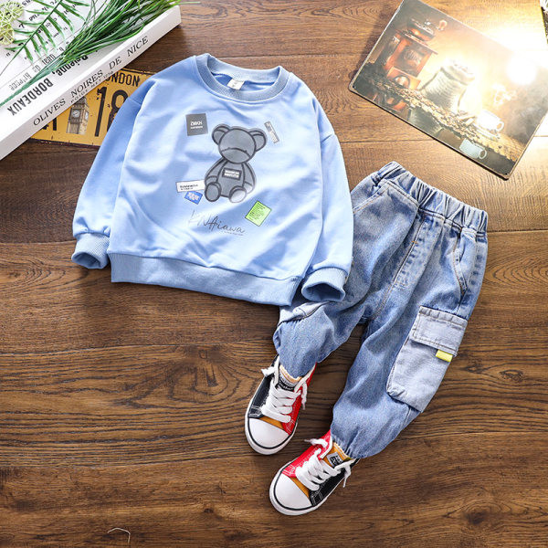 Dječji casual komplet bluza s medvjedićem i traperice