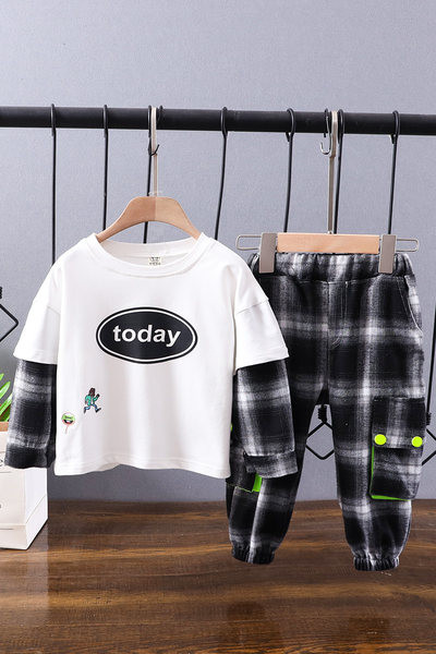 Παιδικό σετ καρό παντελόνι και μπλούζα