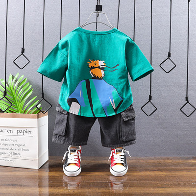 Ανοιξιάτικο παιδικό σετ για αγόρια, μπλούζα με κοντά μανίκια και τζιν - δύο μοντέλα