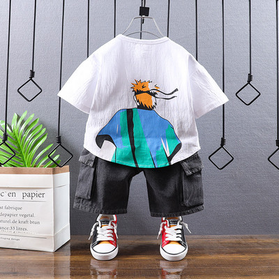 Ανοιξιάτικο παιδικό σετ για αγόρια, μπλούζα με κοντά μανίκια και τζιν - δύο μοντέλα