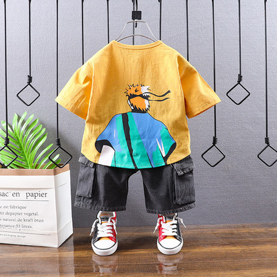 Ανοιξιάτικο παιδικό σετ για αγόρια, μπλούζα με κοντά μανίκια και τζιν - δύο μοντέλα