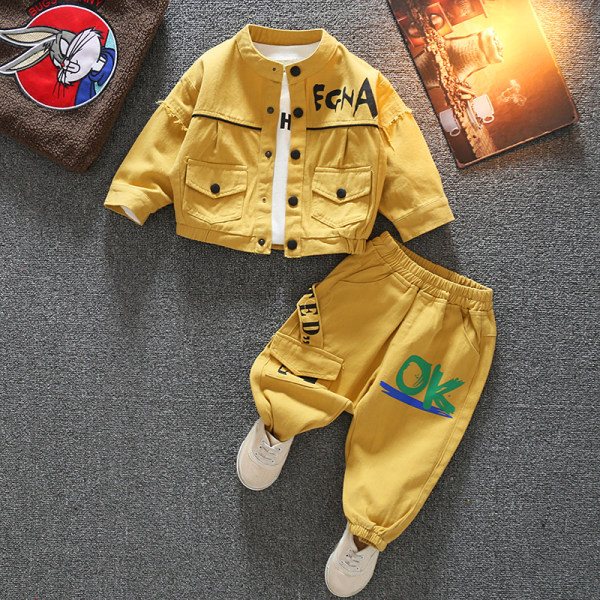 Παιδικό τζιν σετ με κουμπιά και επιγραφές