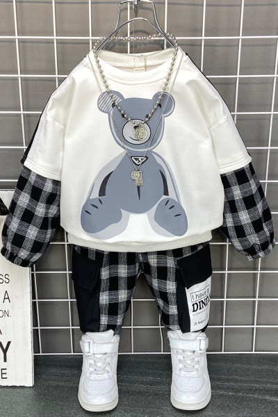 Dječji moderni komplet iz dva dijela u bijeloj i crnoj boji