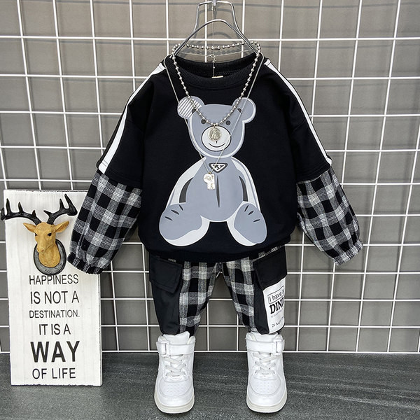 Dječji moderni komplet iz dva dijela u bijeloj i crnoj boji