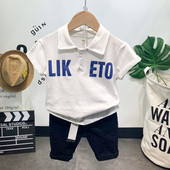 Casual σετ για αγόρια - μπλούζα με επιγραφές και σορτς