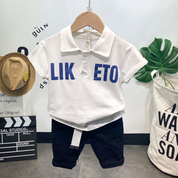 Casual σετ για αγόρια - μπλούζα με επιγραφές και σορτς