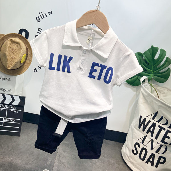 Casual σετ για αγόρια - μπλούζα με επιγραφές και σορτς