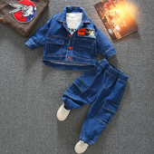 Παιδικά τζιν σετ με κουμπιά και απλικέ