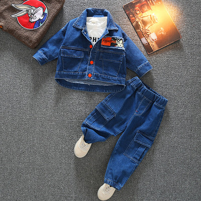 Παιδικά τζιν σετ με κουμπιά και απλικέ