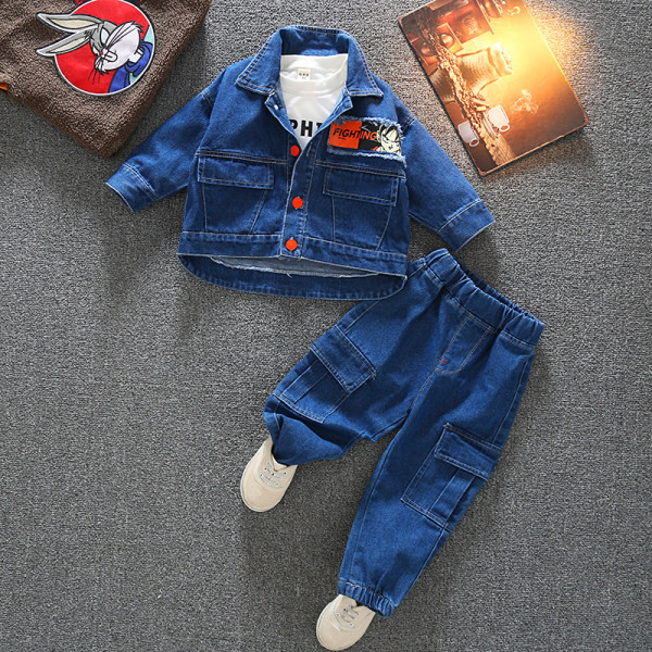 Παιδικά τζιν σετ με κουμπιά και απλικέ