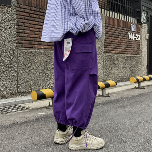 Ανδρικό παντελόνι φαρδύ μοντέλο με κορδόνια 