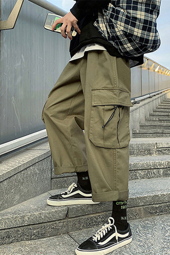 Мъжки ежедневен панталон широк модел със странични джобове