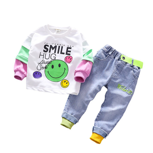 Μοντέρνα παιδικά σετ με απλικέ - μπλούζα και τζιν