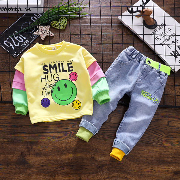 Μοντέρνα παιδικά σετ με απλικέ - μπλούζα και τζιν
