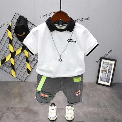 Καλοκαιρινό σετ για αγόρια - μπλούζα με κλασικό κολάρο και τζιν