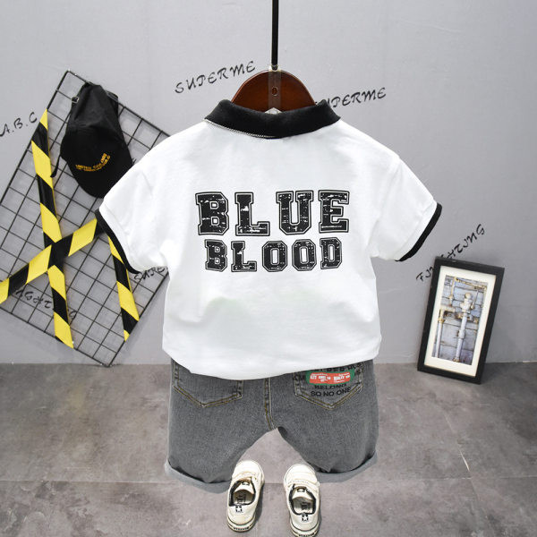 Καλοκαιρινό σετ για αγόρια - μπλούζα με κλασικό κολάρο και τζιν