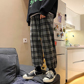 Ανδρικό μακρύ παντελόνι καρό - φαρδύ μοντέλο