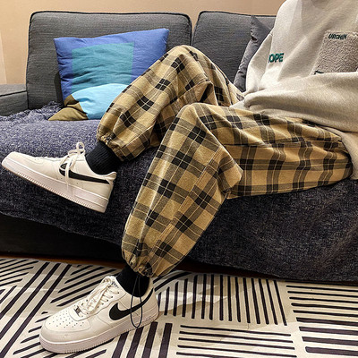 Ανδρικό μακρύ παντελόνι καρό - φαρδύ μοντέλο