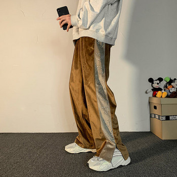 Ежедневен мъжки панталон широк модел с кант