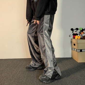 Ежедневен мъжки панталон широк модел с кант