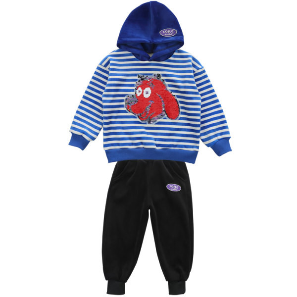 Νέο μοντέλο παιδικό ριγέ σετ σε μαύρο και μπλε χρώμα