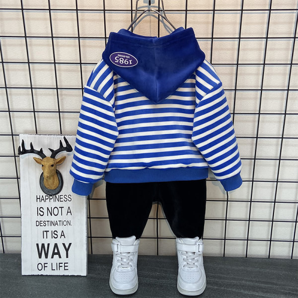 Νέο μοντέλο παιδικό ριγέ σετ σε μαύρο και μπλε χρώμα