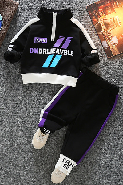 Παιδικό καθημερινό σετ με επιγραφές και φερμουάρ για αγόρια